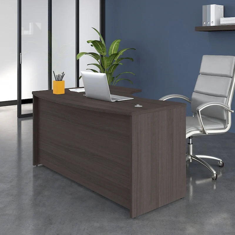 L-shaped curved desk frame