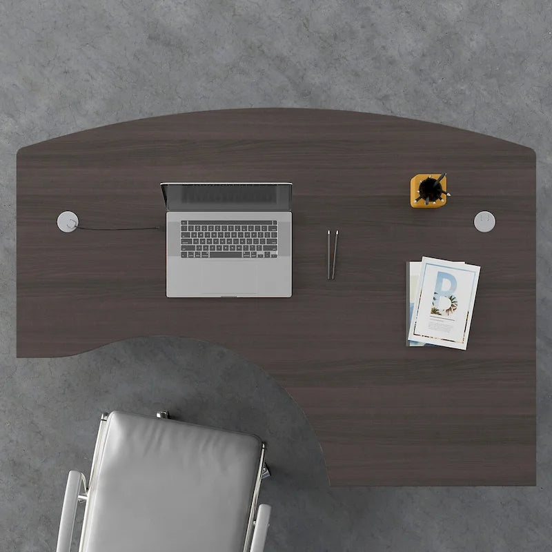 L-shaped curved desk frame