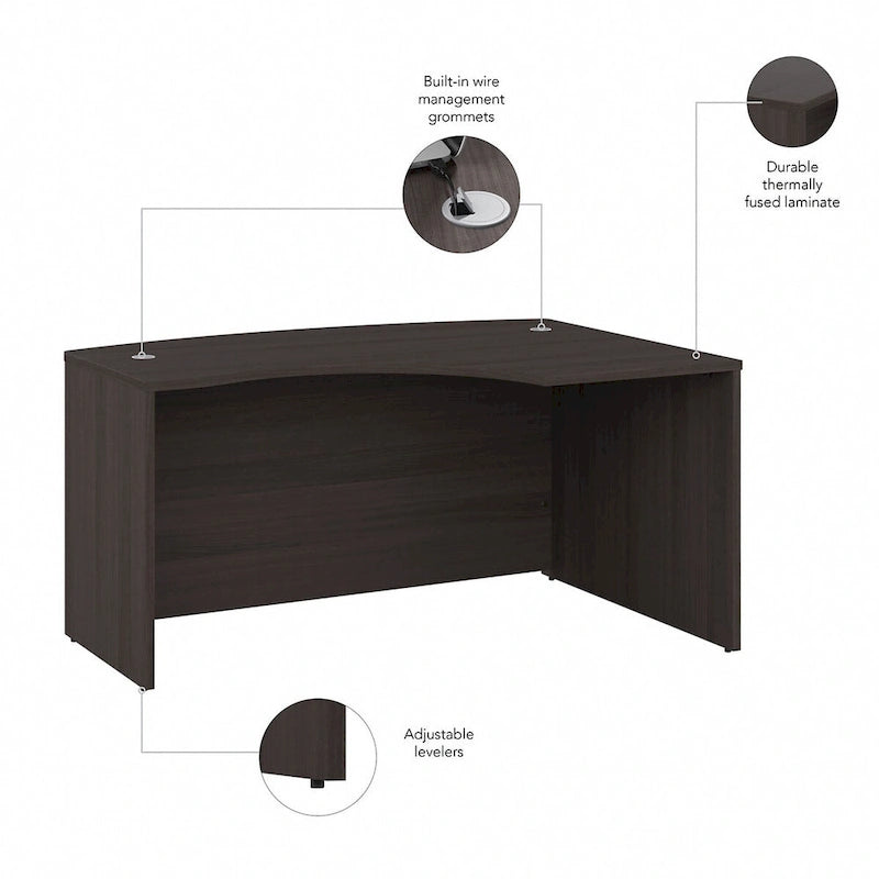 L-shaped curved desk frame