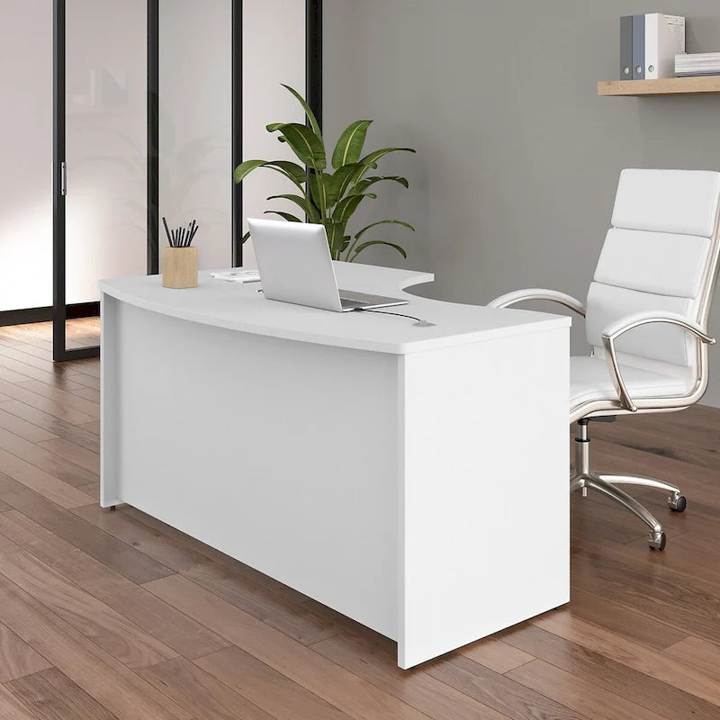 L-shaped curved desk frame