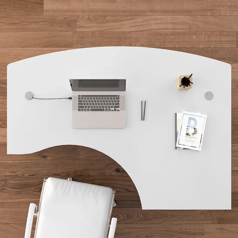 L-shaped curved desk frame
