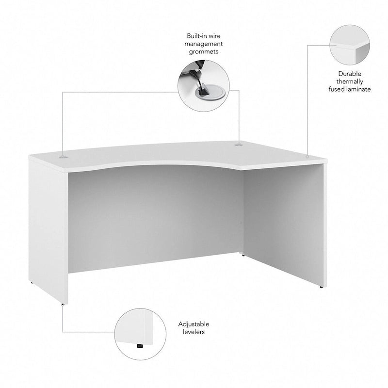 L-shaped curved desk frame
