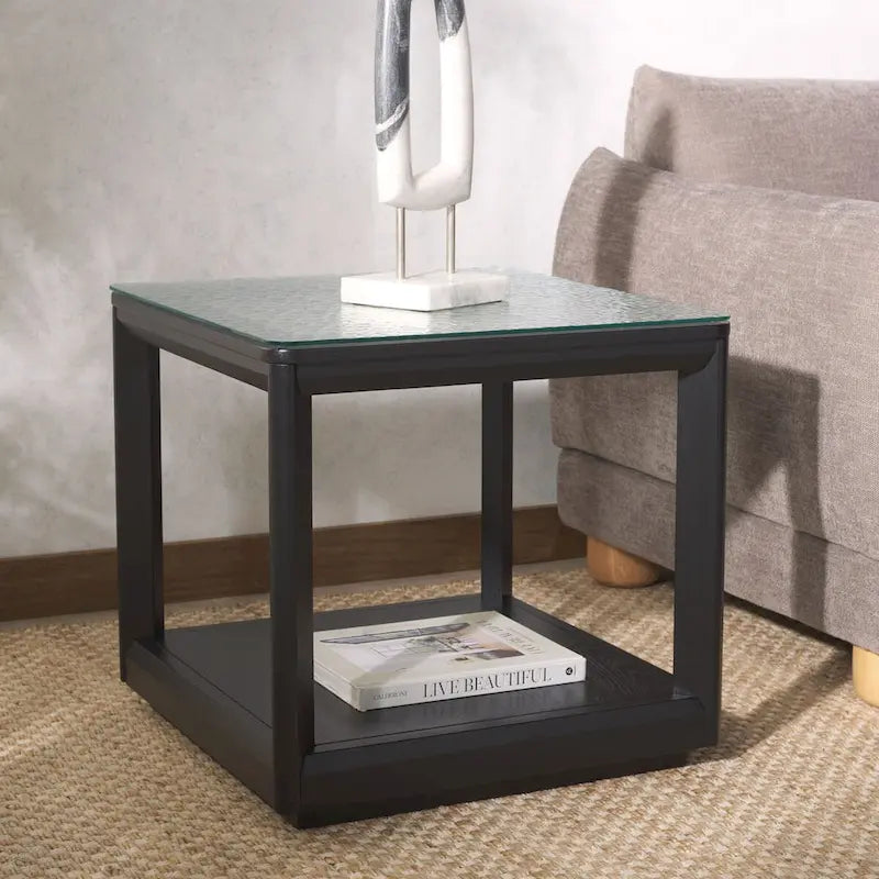 End table with glass top