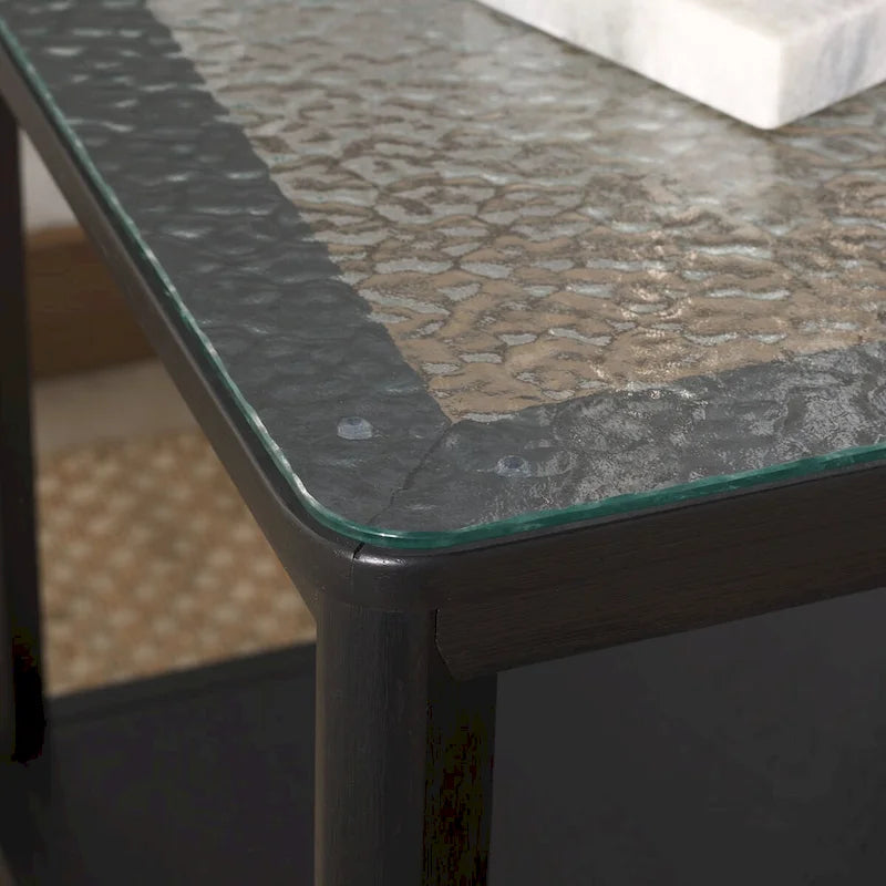 End table with glass top